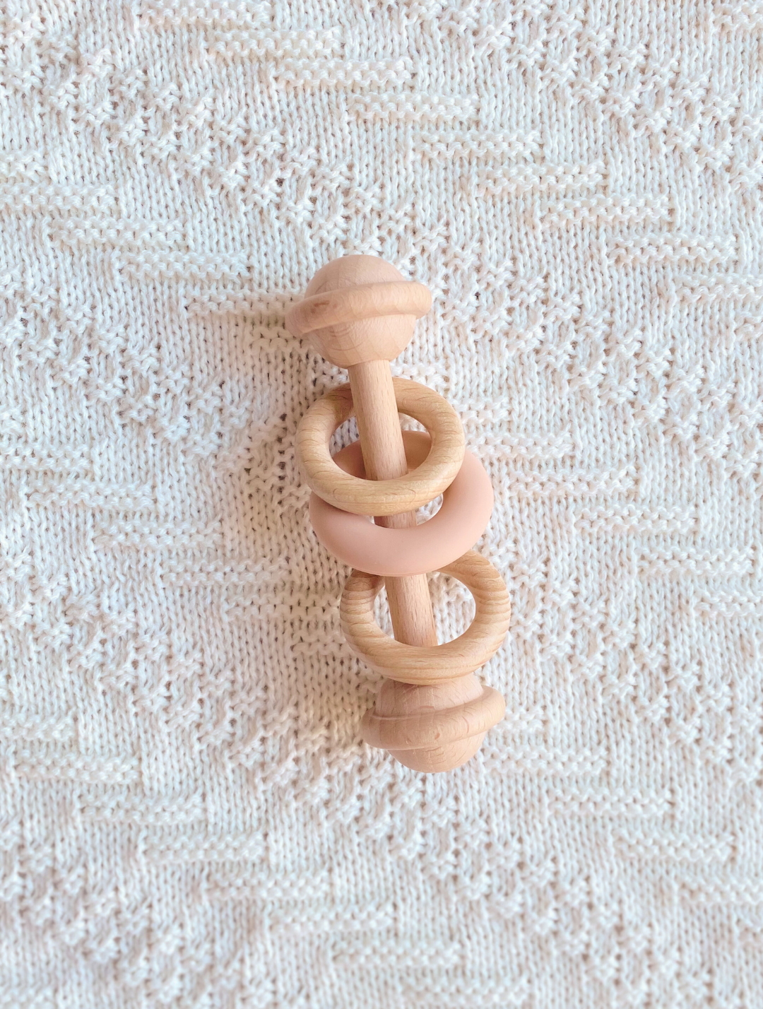 Wooden Baby Silicone Rattle