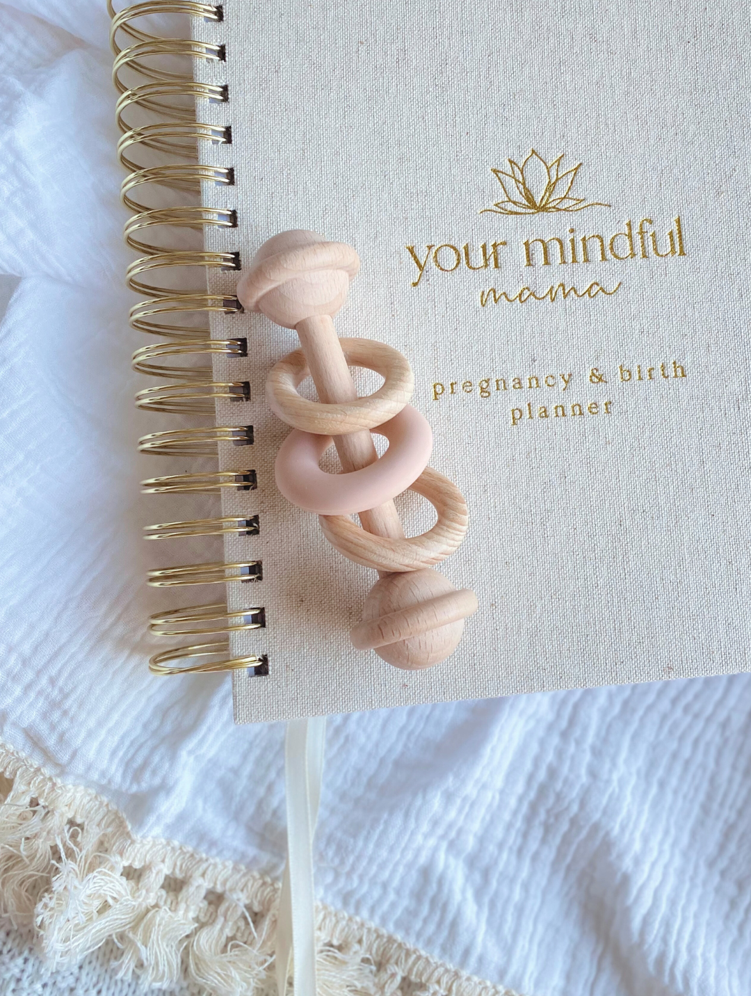 Wooden Baby Silicone Rattle