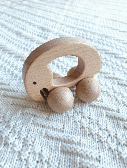 Wooden Baby Elephant Push Along Toy