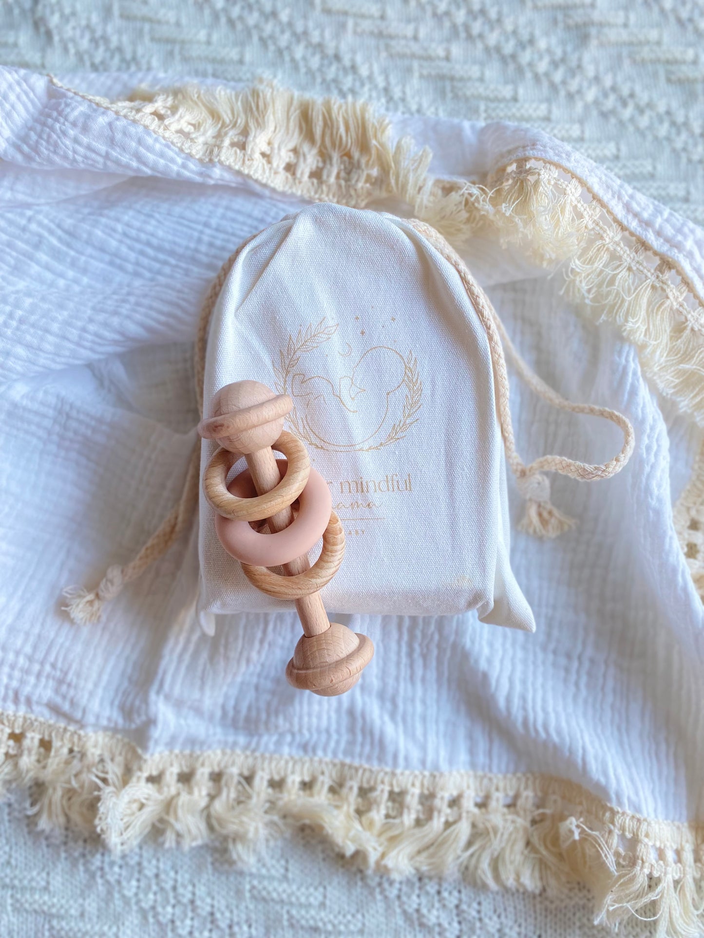 Wooden Baby Silicone Rattle