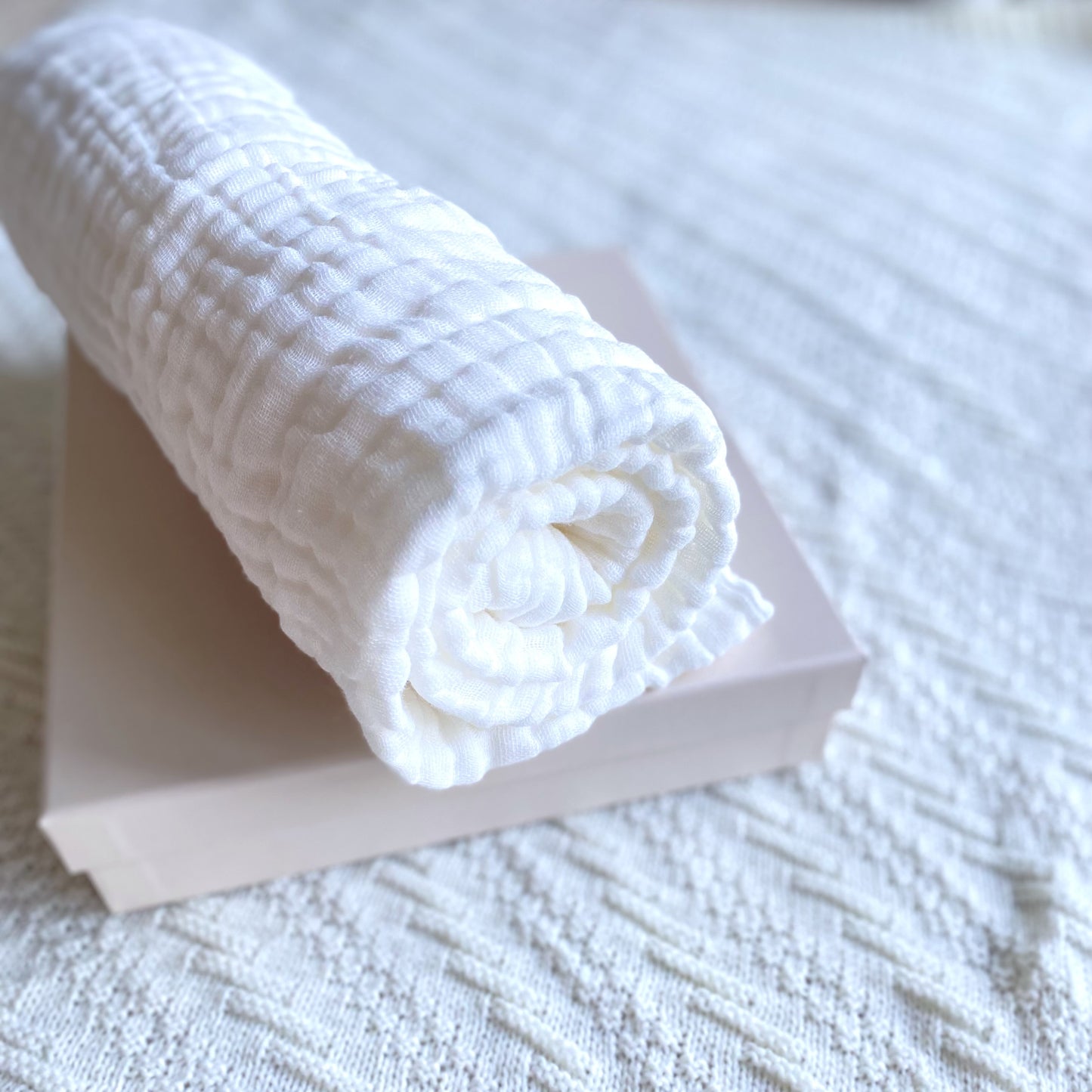 100% Cotton Waffle Baby Wrap - White