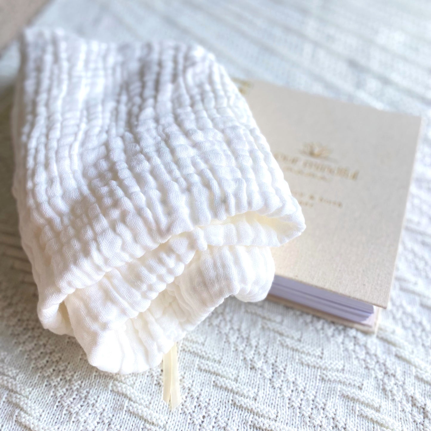 100% Cotton Waffle Baby Wrap - White