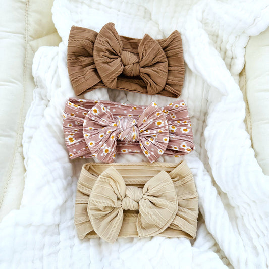 Cable Knit Baby Bow Headbands