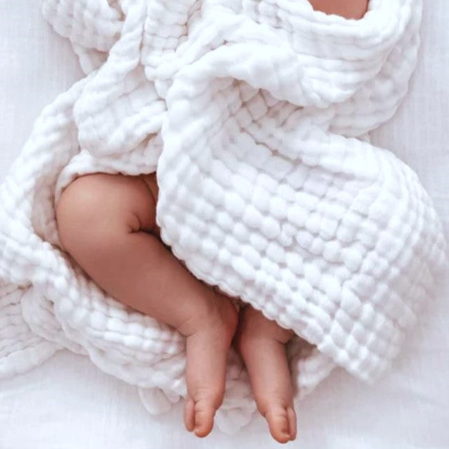 100% Cotton Waffle Baby Wrap - White