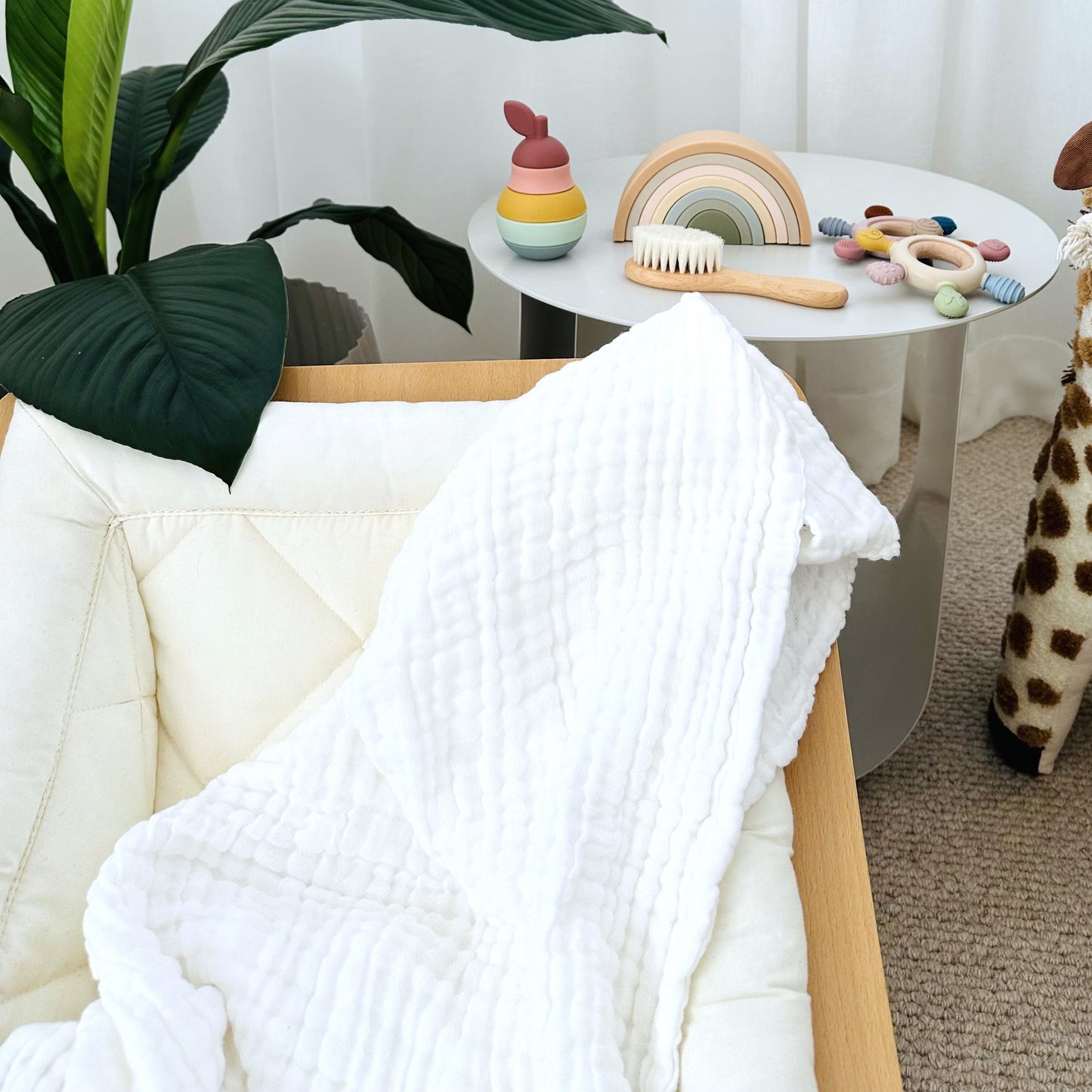 100% Cotton Waffle Baby Wrap - White